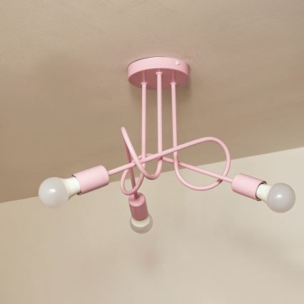 Pritrjen stropni lestenec OXFORD 3xE27/15W/230V rožnat
