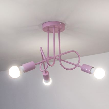 Pritrjen stropni lestenec OXFORD 3xE27/15W/230V rožnat