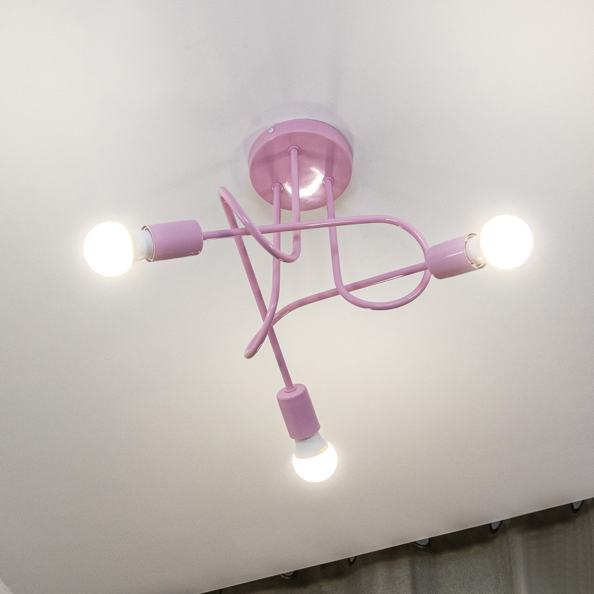 Pritrjen stropni lestenec OXFORD 3xE27/15W/230V rožnat