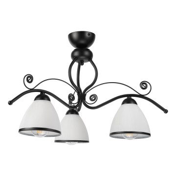 Pritrjen stropni lestenec RETRO 3xE27/60W/230V črna/bela