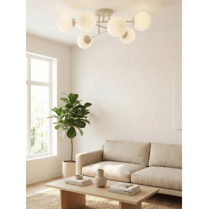 Pritrjen stropni lestenec ROMA 6xE14/10W/230V bež