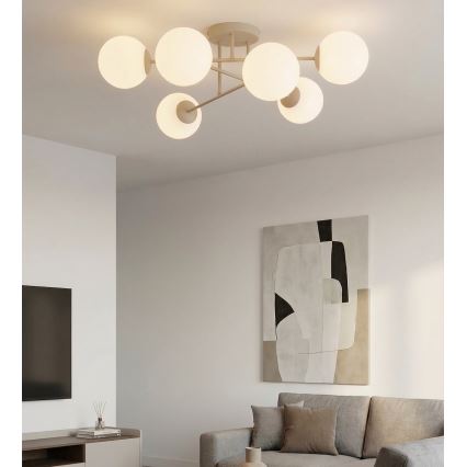 Pritrjen stropni lestenec ROMA 6xE14/10W/230V bež