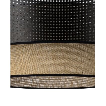 Pritrjena stropna svetilka BORHO, 1xE27/60W/230V, premer 40 cm, črna/juta