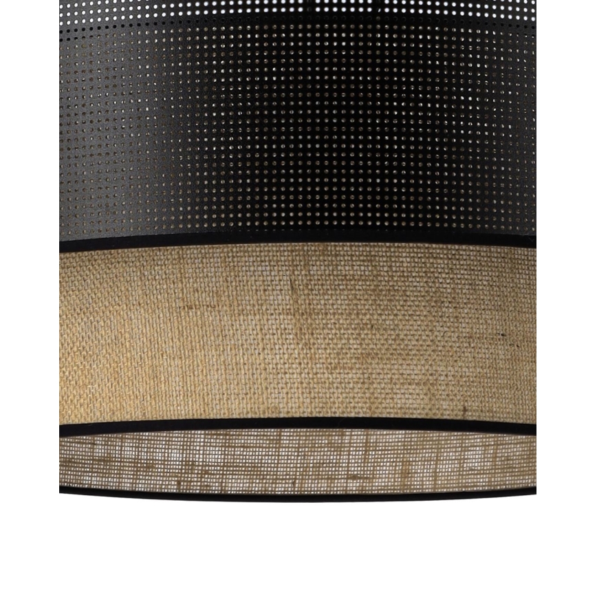 Pritrjena stropna svetilka BORHO, 1xE27/60W/230V, premer 40 cm, črna/juta