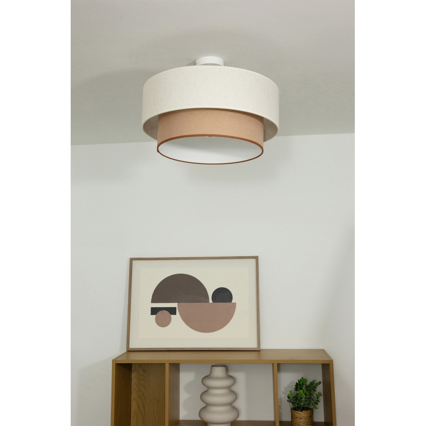 Pritrjena stropna svetilka NATIA 1xE27/60W/230V, premer 45 cm, bela/rjava