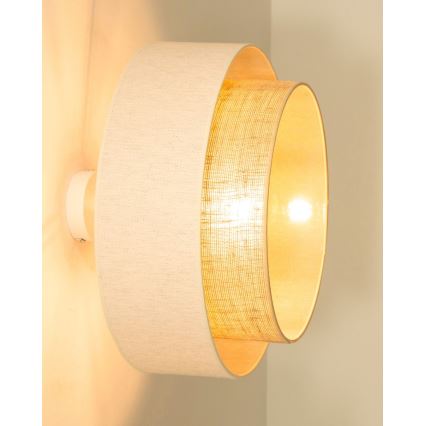 Pritrjena stropna svetilka NATIA 1xE27/60W/230V premer 45 cm bela/rjava