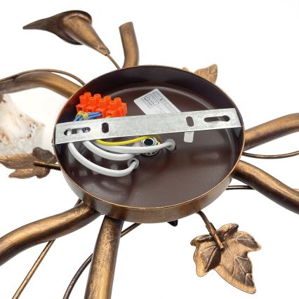 Pritrjena stropna svetilka ROZETA 3xE14/40W/230V bronasta