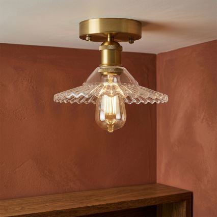 Pritrjena stropna svetilka TRISH 1xE27/15W/230V, zlata/prozorna