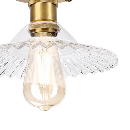 Pritrjena stropna svetilka TRISH 1xE27/15W/230V, zlata/prozorna