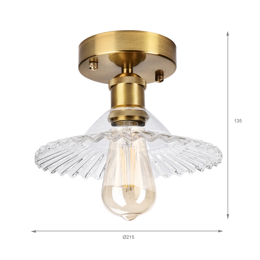 Pritrjena stropna svetilka TRISH 1xE27/15W/230V, zlata/prozorna