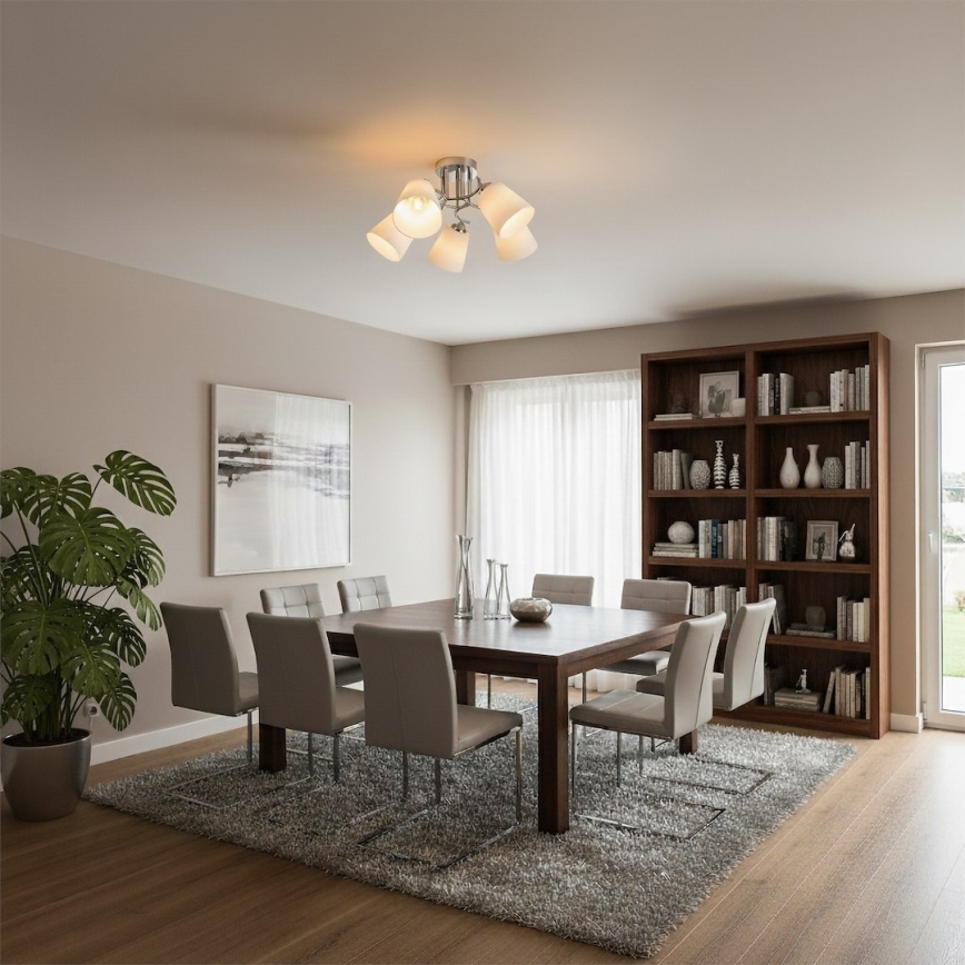 Pritrjeni lestenec PAFOS 5xE27/15W/230V sijajni krom