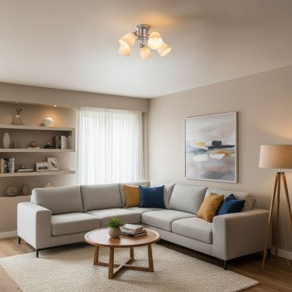 Pritrjeni lestenec PAFOS 5xE27/15W/230V sijajni krom