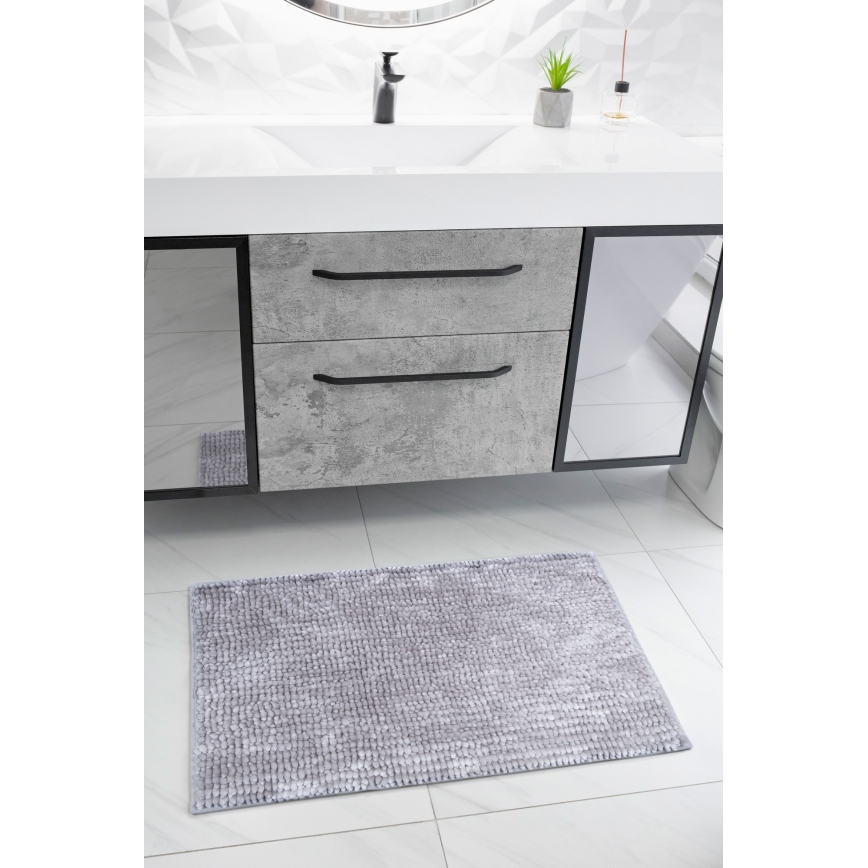 Protizdrsna kopalniška preproga CHENILLE 50x80 cm siva