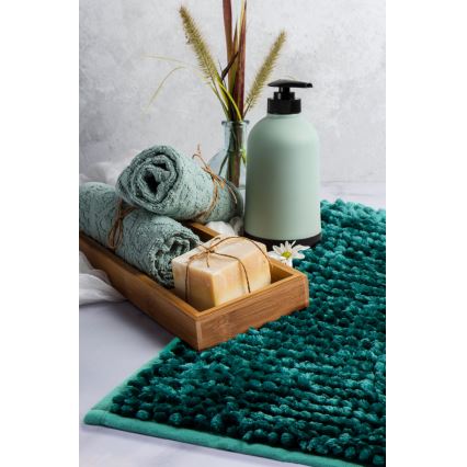 Protizdrsna kopalniška preproga CHENILLE 50x80 cm turkizna
