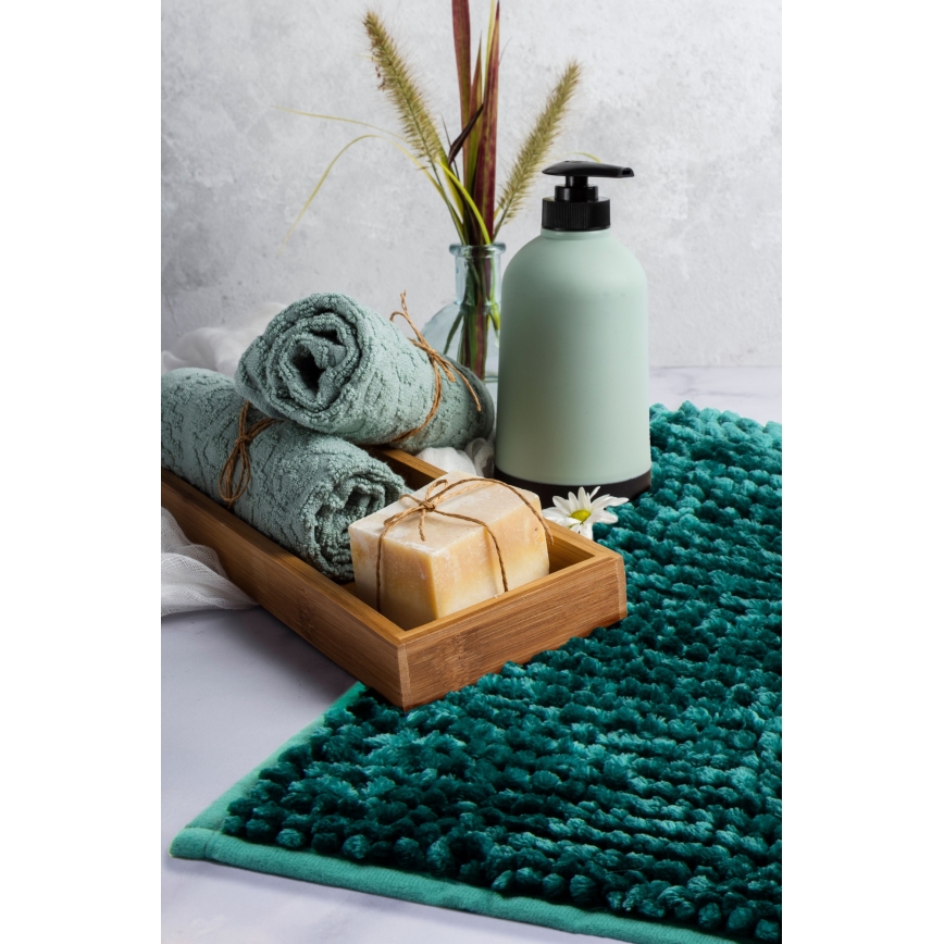 Protizdrsna kopalniška preproga CHENILLE 50x80 cm turkizna