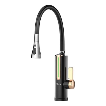 Protočni grelnik vode z LED zaslonom 3000W/230V IPX4 črna/zlata