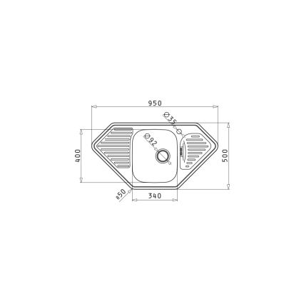 Pyramis 108760801 - Kuhinjsko pomivalno korito MEDUSA CORNER 95x50 cm