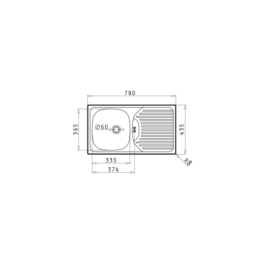 Pyramis 100139001 - Kuhinjsko korito ET78 78x43,5 cm satin