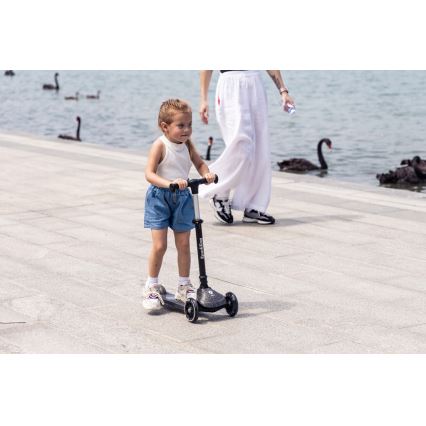 QPlay - Otroški skiro s LED kolesi SPARKLING črn