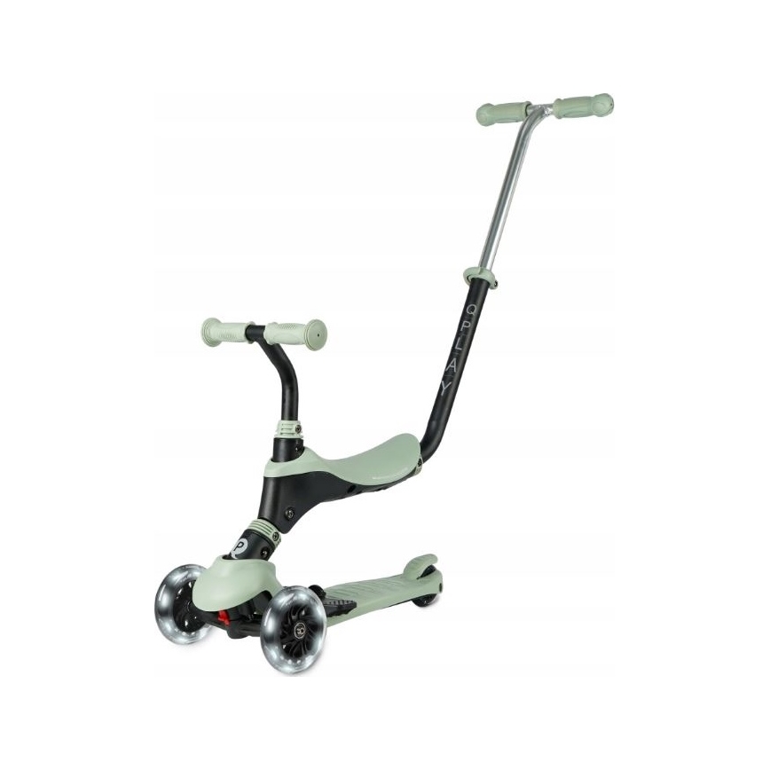 QPlay - Otroški skiro SEMA PRO 5 v 1 z LED kolesci, zelen