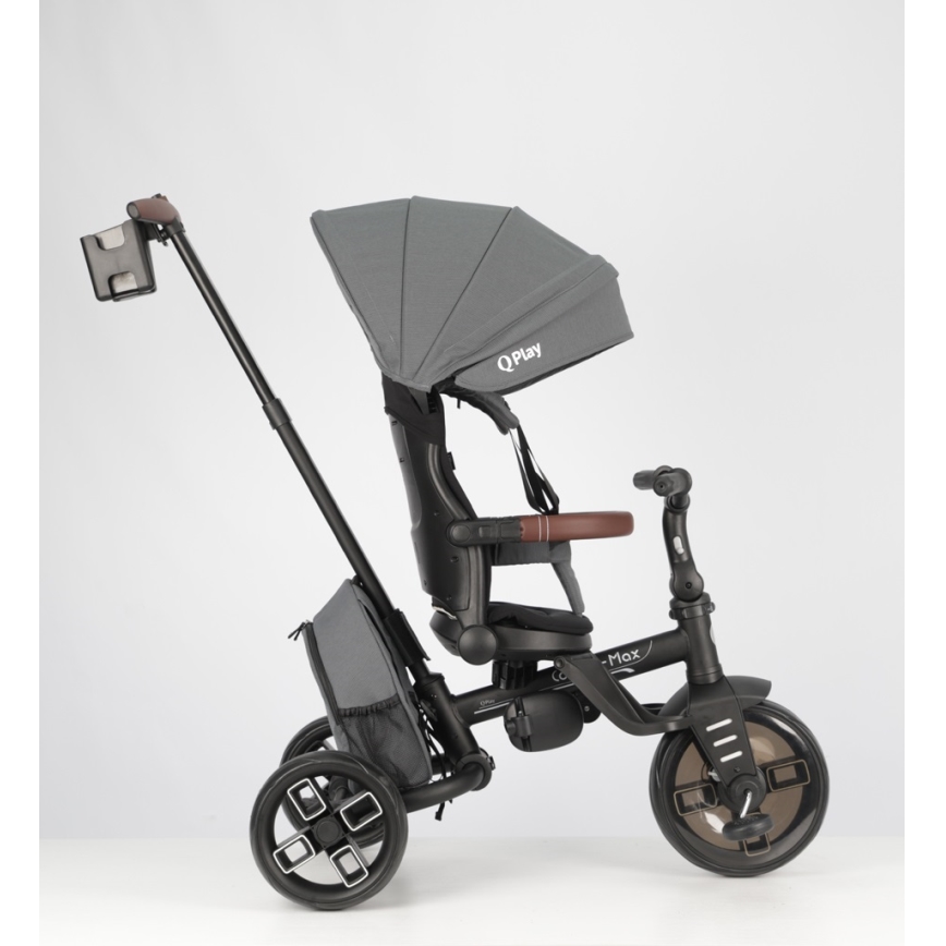 QPlay - Otroški tricikel 8 v 1 COMFO MAX siv