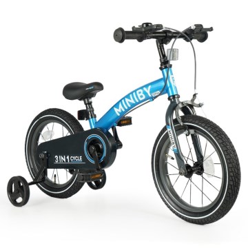 QPlay - Otroško kolo 14" MINIBY 3v1 modra