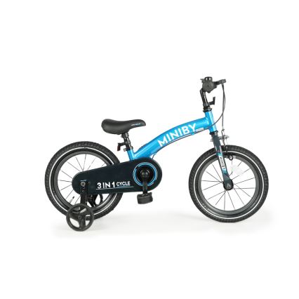 QPlay - Otroško kolo 14" MINIBY 3v1 modra