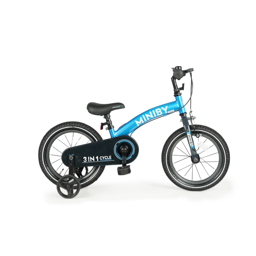 QPlay - Otroško kolo 14" MINIBY 3v1 modra