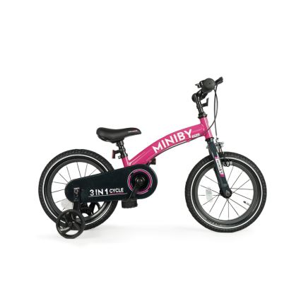 QPlay - Otroško kolo 14" MINIBY 3v1 roza