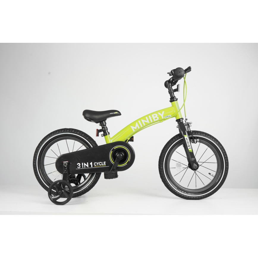QPlay - Otroško kolo 14" MINIBY 3v1 zelena