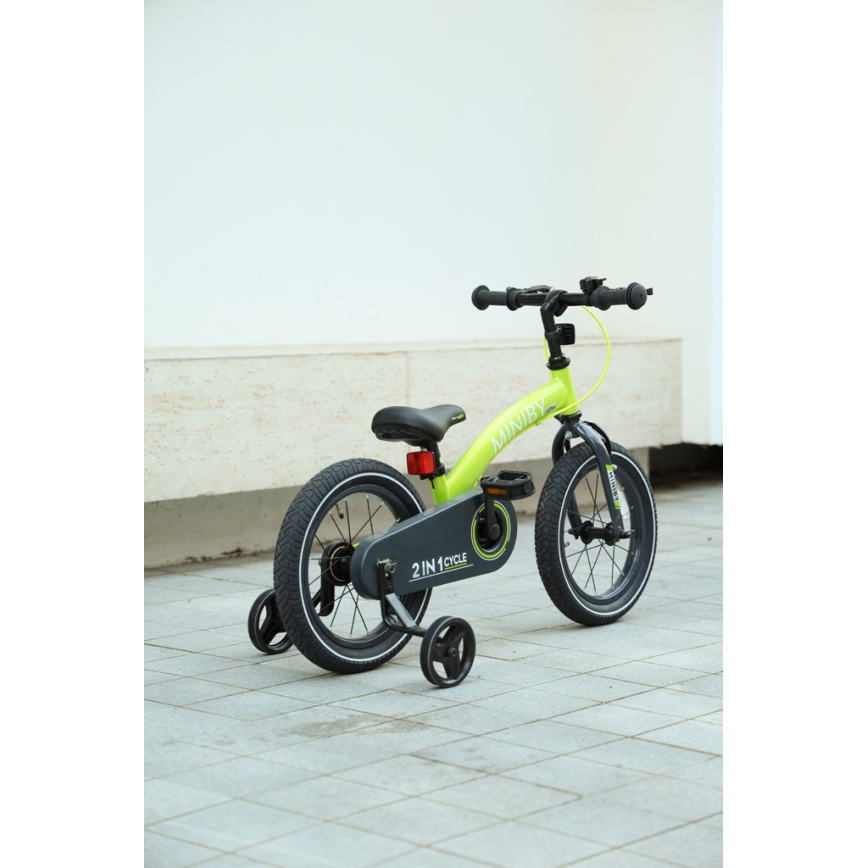 QPlay - Otroško kolo 14" MINIBY 3v1 zelena