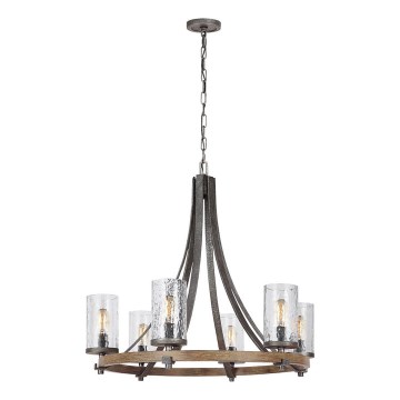 Quintiesse - Lestenec na verigi ANGELO 6xE27/60W/230V dekor hrast