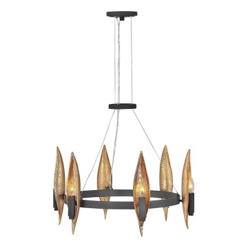 Quintiesse - Lestenec na vrvici WILLOW 6xE14/40W/230V, premer 61 cm, zlato/črna