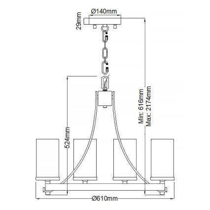 Quintiesse - Lestenec na verigi ANGELO 5xE27/60W/230V dekor hrast
