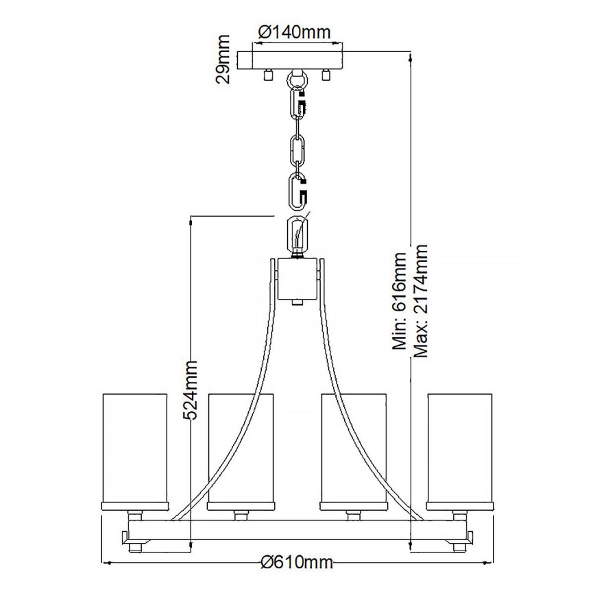 Quintiesse - Lestenec na verigi ANGELO 5xE27/60W/230V dekor hrast