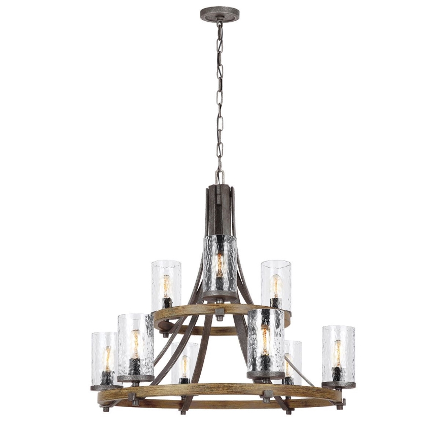 Quintiesse - Lestenec na verigi ANGELO 9xE27/60W/230V dekor hrasta