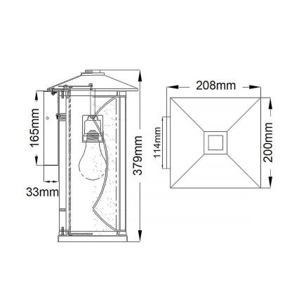 Quintiesse - Zunanja stenska svetilka ASHBERN M 1xE27/60W/230V IP44 črna