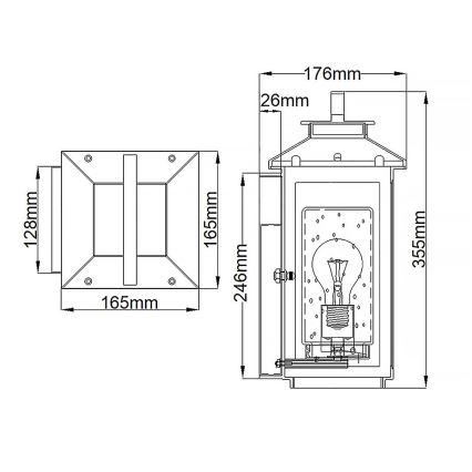 Quintiesse - Zunanja stenska svetilka ATWATER S 1xE27/60W/230V IP44 črna
