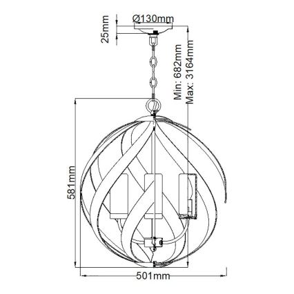 Quintiesse - Zunanji lestenec na verigi BLACKSMITH 4xE14/40W/230V, premer 50,1 cm, IP44, črn