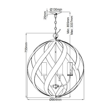 Quintiesse - Zunanji lestenec na verigi BLACKSMITH 5xE14/40W/230V, premer 66,4 cm, IP44, črna