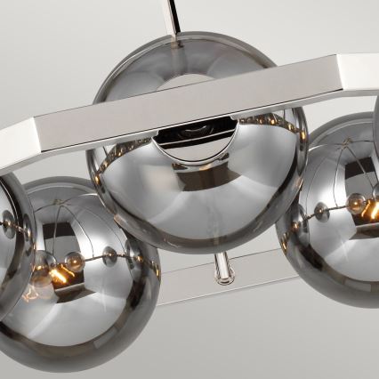 Quintiesse - Lestenec na drogu HARPER 5xE14/60W/230V premer 77,5 cm sijajni krom/dimno steklo