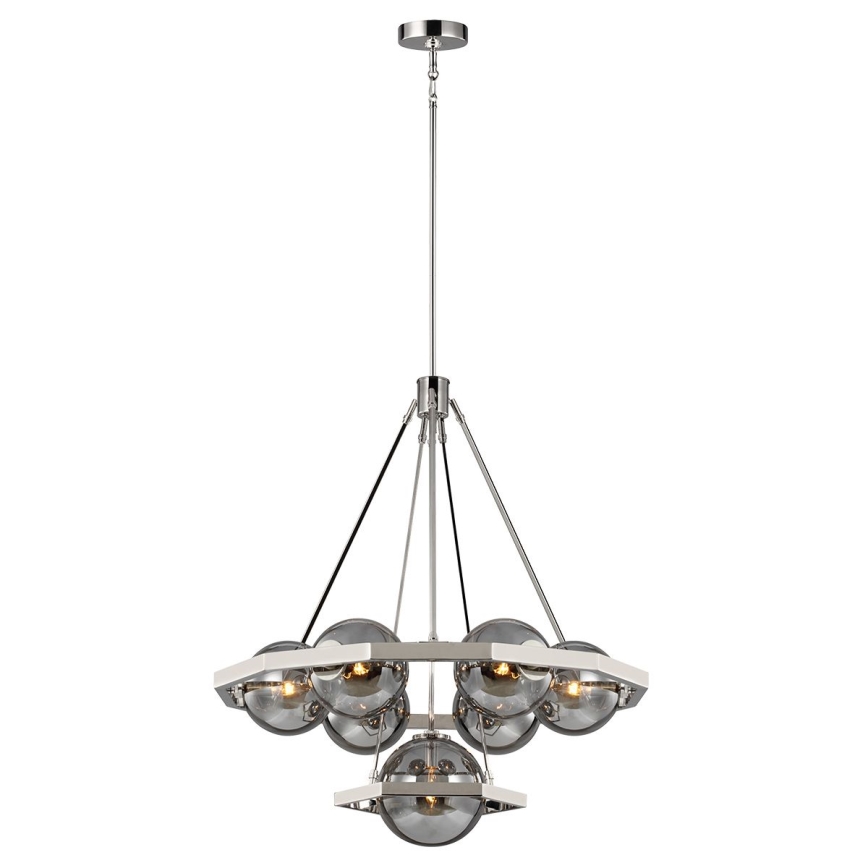 Quintiesse - Lestenec na drogu HARPER 7xE14/60W/230V premer 81,3 cm sijajni krom/dimljeno steklo