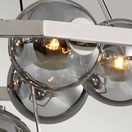 Quintiesse - Lestenec na drogu HARPER 7xE14/60W/230V premer 81,3 cm sijajni krom/dimljeno steklo