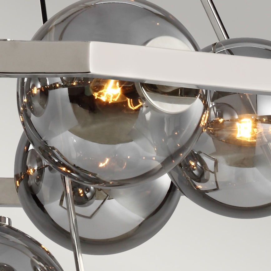 Quintiesse - Lestenec na drogu HARPER 7xE14/60W/230V premer 81,3 cm sijajni krom/dimljeno steklo