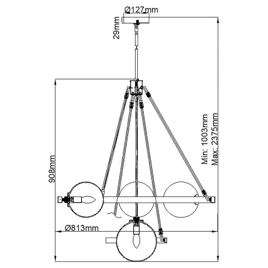 Quintiesse - Lestenec na drogu HARPER 7xE14/60W/230V premer 81,3 cm sijajni krom/dimljeno steklo