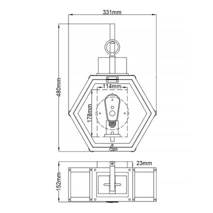 Quintiesse - Zunanja stenska svetilka HEATH M 1xE27/60W/230V IP44 bronasta