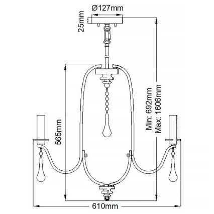 Quintiesse - Lestenec na drogu KARLEE 5xE14/60W/230V premer 61 cm matni krom