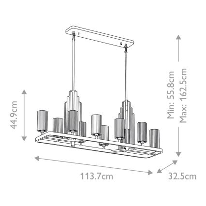 Quintiesse - Lestenec na drogu KIMROSE 10xE14/40W/230V sijajni krom
