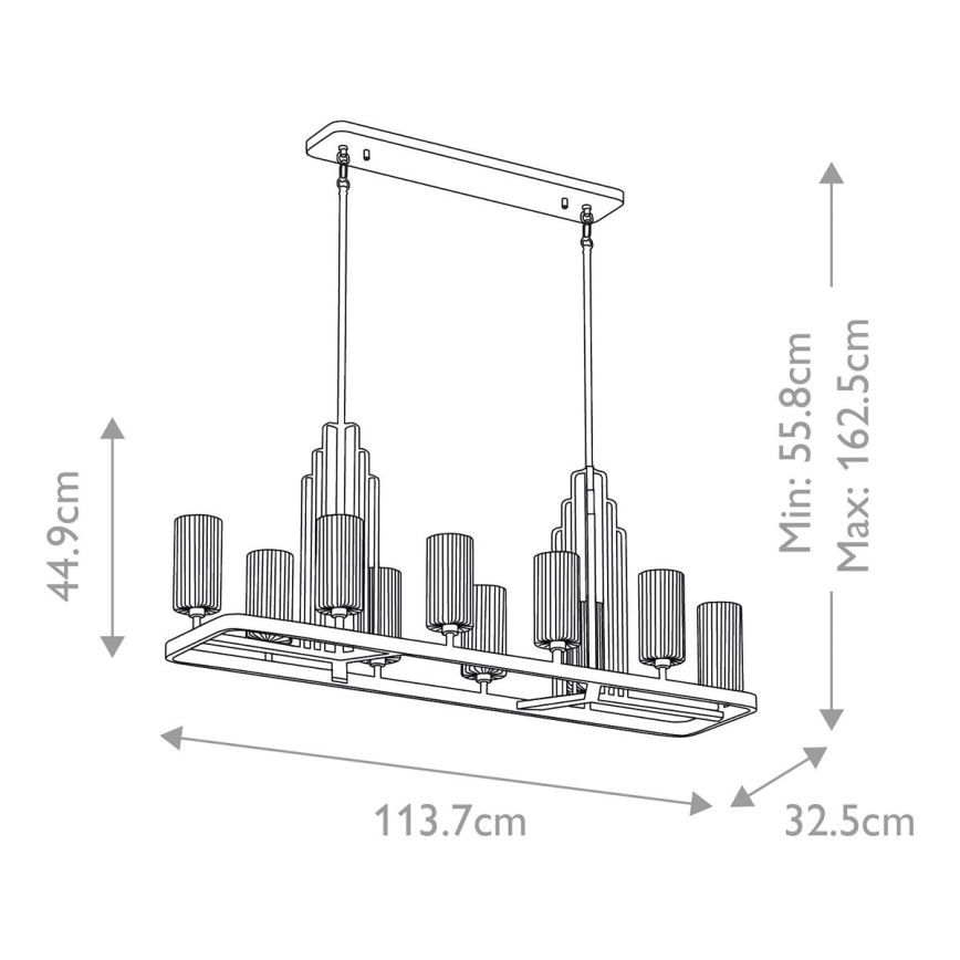 Quintiesse - Lestenec na drogu KIMROSE 10xE14/40W/230V sijajni krom