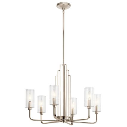 Quintiesse - Lestenec na drogu KIMROSE 6xE14/40W/230V premer 68,6 cm sijajni krom